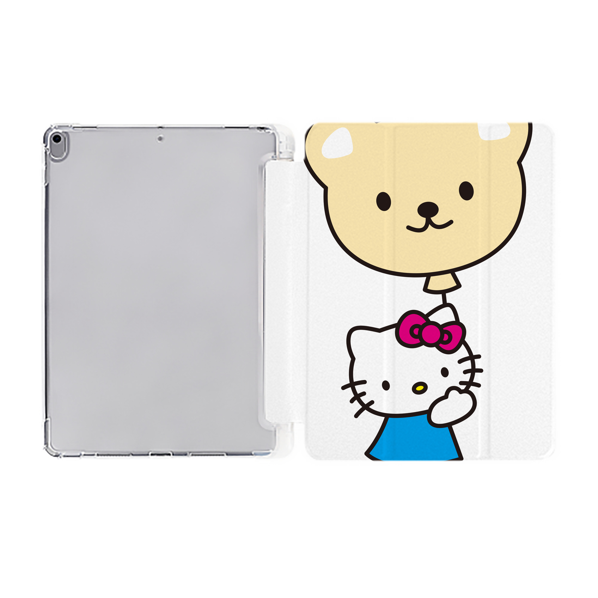 （画像用） Hello Kitty ハローキティ IPad ケース ペン収納付き 三つ折りスタンド PUレザー×シリコン 対応機種9.5/10.5/10.9インチ